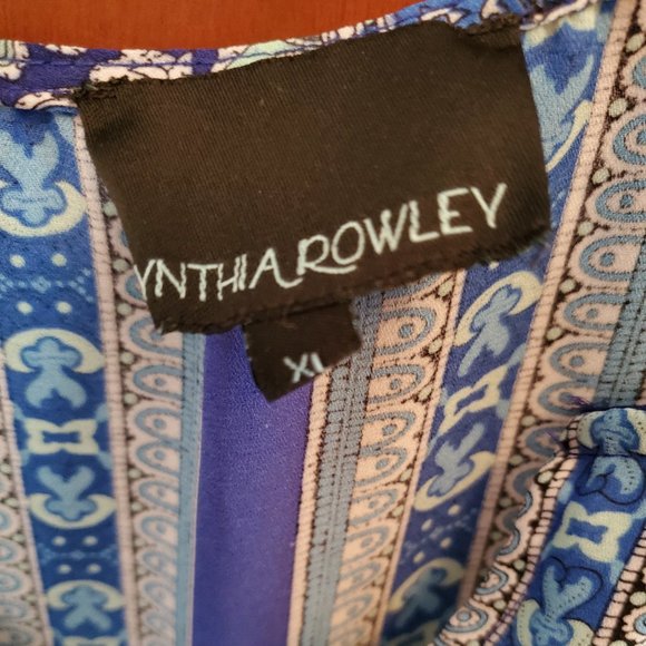 Blue & Turquoise Sleeveless Paisley Top XL - Picture 4 of 5